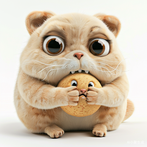 Cute chubby stuffed animal with suspenders and funny expression