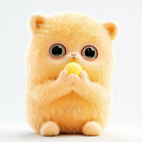 Cute chubby stuffed animal with suspenders and funny expression