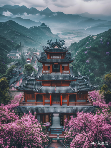 烂漫唯美的古城风景：鸟瞰图与超现实华丽光效