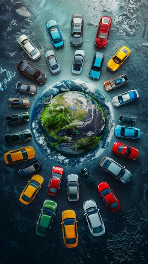 Car Brand Logos Surrounding Green Earth