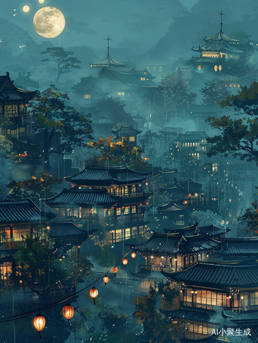 夜景与古风建筑的完美结合