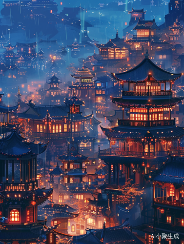 夜景与古风建筑的完美结合