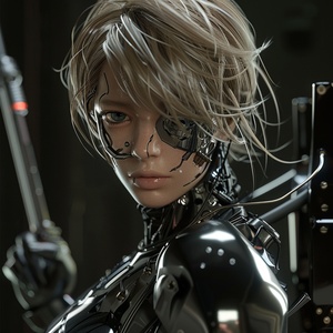 Hero , Holding Sword , ultra-detailed , disheveled hair , best quality , Cyborgs,clear facial features,Unreal engine,full body,first-person view,film lighting,, Hero::,Cyborgs,clear facial features,Miyazaki Hayao style,full body,first-person view,film lighting,niji 5 quality 1