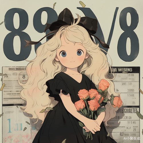1970s Japanese Anime-Inspired Little Princess in Cute Black Lace Dress