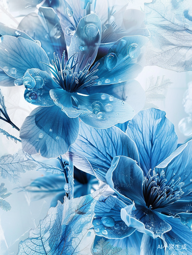 Blue and White with Frost Flowers