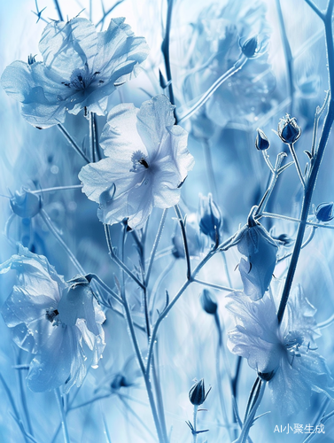 Blue and White with Frost Flowers
