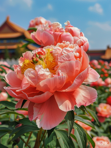 风和日丽的洛阳牡丹花风景美丽