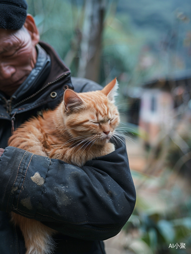 真人抱猫咪的日常合照