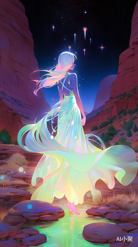 Pluto's Dance with the Ethereal Goddess: A Dreamy Neon Wonderland