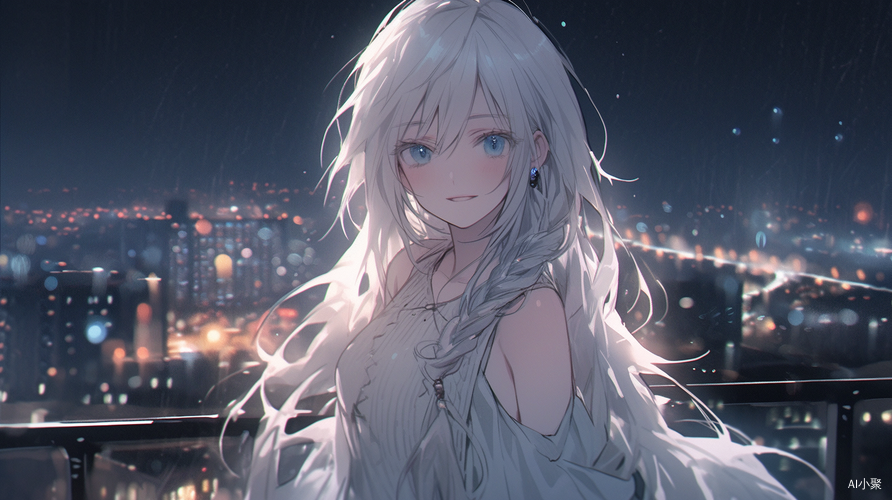 Mysterious Girl in Moonlit City