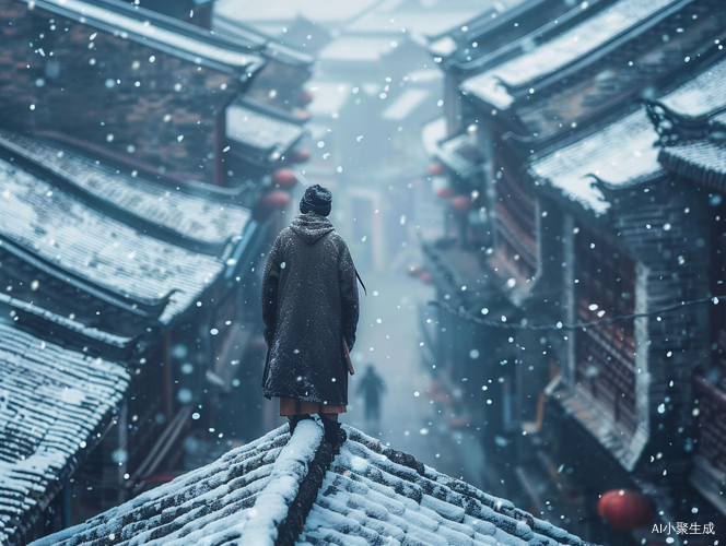大雪纷飞中的侠士