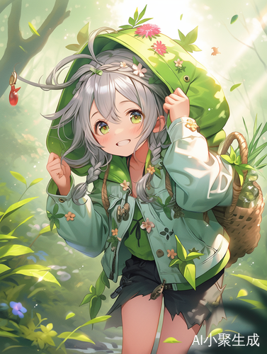 林间小路上的可爱女生