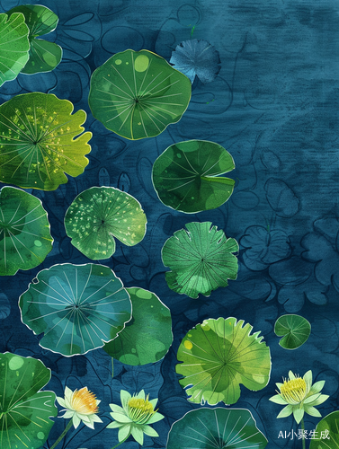 Tranquil Lotus: A Painting of Water Lilies and Nature in Full Bloom