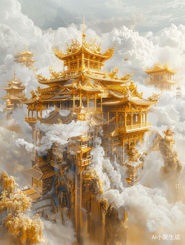 云中金銮殿：超现实主义三维古风大面积白色空间