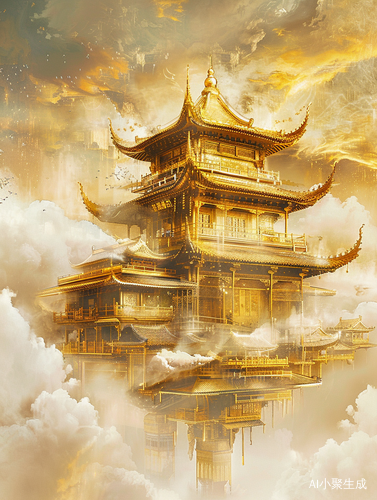 云中金銮殿：超现实主义三维古风大面积白色空间