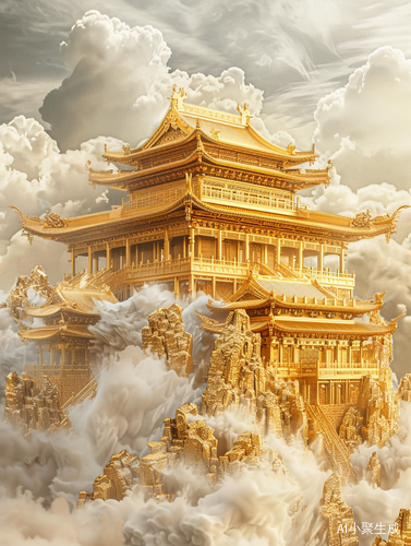 云中金銮殿：超现实主义三维古风大面积白色空间