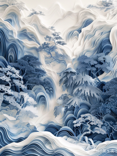东方幻境中的纸上曼妙空灵景色
