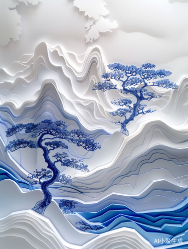 东方幻境中的纸上曼妙空灵景色