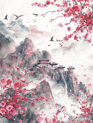 建筑春天-粉色花朵的简约作品