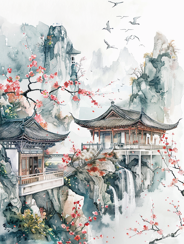 建筑春天-粉色花朵的简约作品
