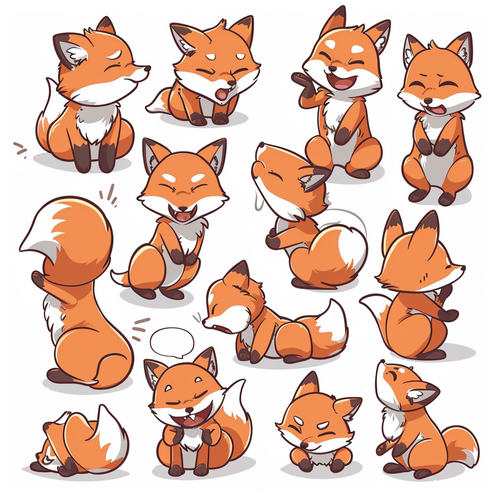 Cute Little Fox: Multiple Poses and Expressions
