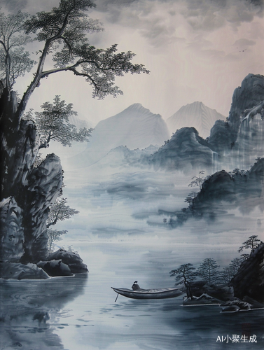 古人的诗意生活：松壑泛舟图
