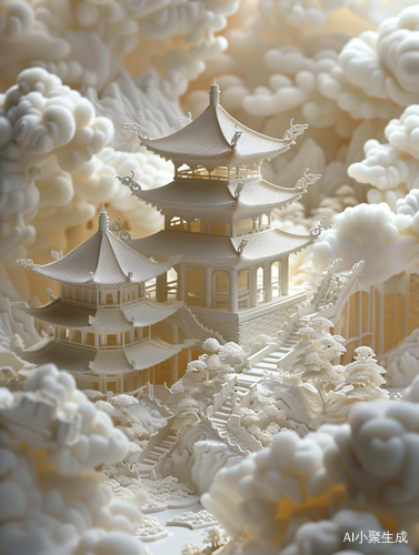 中国雕塑建筑的白色童话世界