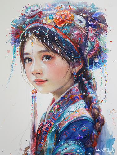 多彩民族系列-苗族服饰加一点彩色手绘