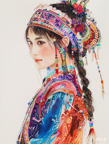 多彩民族系列-苗族服饰加一点彩色手绘