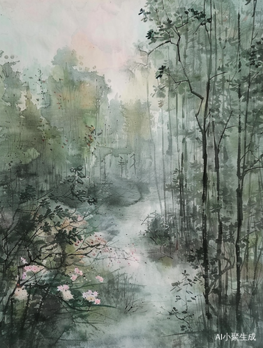 春韵花开，人间仙境与水墨山水