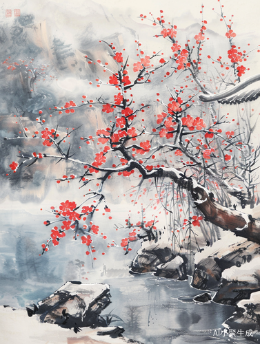 春韵花开，人间仙境与水墨山水