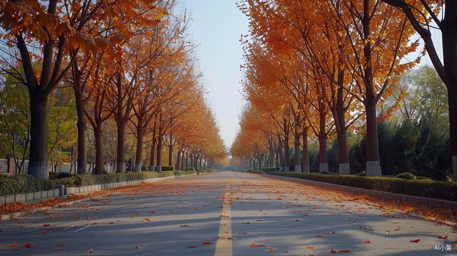 壁直的秋枫公路，枫叶地面下超高清景色