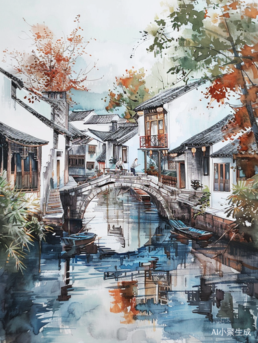 江南水乡古朴的绘画与水墨