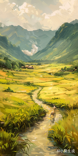 宁静充满生机的乡下田野风景