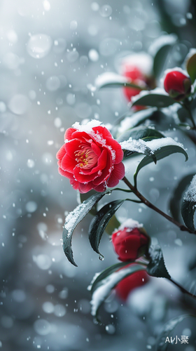 雪中山茶花