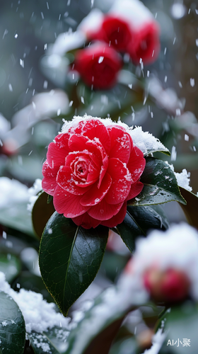 雪中山茶花