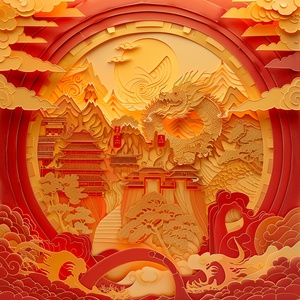 A paper-cut work about the Lantern Festival in the Year of the Dragon in China, rich layers, tunnel composition, exquisite details, red and yellow tones, Lantern Festival atmosphere, advertising work ar 9:16 v 6.0#人工智能艺术 #我和AI有话说 #生成艺术 #AI生成 #文创设计 #文创 #艺术画 #灵感 #每日艺术分享 #创作 #midjourney咒语 #Midjourney咒语 #midjourney #midjourney学习 #midjourney关键词 #咒语分享 #咒语