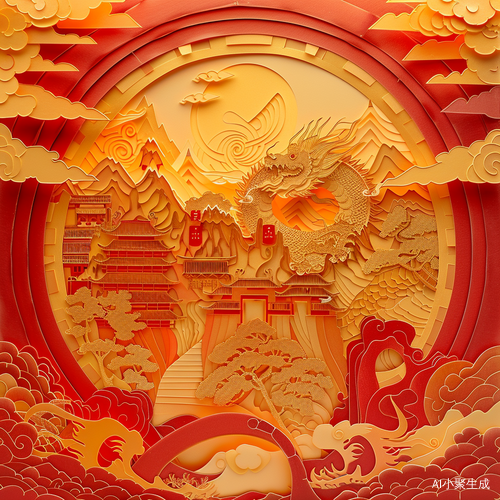 中国龙年元宵节剪纸作品
