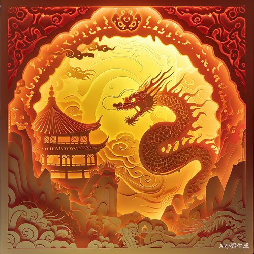 中国龙年元宵节剪纸作品
