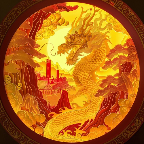 A paper-cut work about the Lantern Festival in the Year of the Dragon in China, rich layers, tunnel composition, exquisite details, red and yellow tones, Lantern Festival atmosphere, advertising work ar 9:16 v 6.0#人工智能艺术 #我和AI有话说 #生成艺术 #AI生成 #文创设计 #文创 #艺术画 #灵感 #每日艺术分享 #创作 #midjourney咒语 #Midjourney咒语 #midjourney #midjourney学习 #midjourney关键词 #咒语分享 #咒语