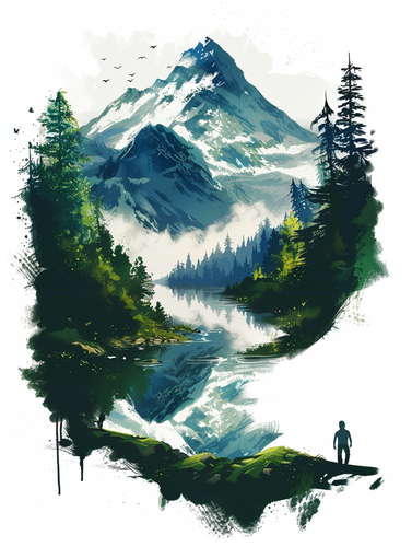 Captivating Wolf Hiking T-Shirt Design