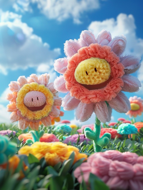 春暖花开啦！！可爱毛绒鲜花🎯关键词：3D cartoon style, colorful fluffy flowers with cute smiling expressions on the petals, on the grass under the blue sky, the atmosphere is bright and cheerful, high resolution, fine texture of the fur and flower head, vibrant color tone, in the style of Ryo takemasa and Atey Ghailan，3d rendering，rich detail#midjourney关键词 #Ai绘画 #midjourney #我和ai有画说 #ai绘画 #ai关键词 #Ai绘画 #春天 #春天的味道 #春暖花开 #春天素材 #春天素材分享 #设计灵感 #艺术设计 #艺术创作 #设计灵感