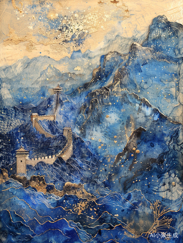 Innovative Page Design Featuring Bottom View of Chinese Great Wall and Serene Multi-Layered Figures