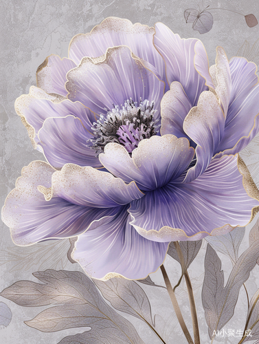 A Lavender Peony with Glittering Gold Edges: An Elegant Artistic Design