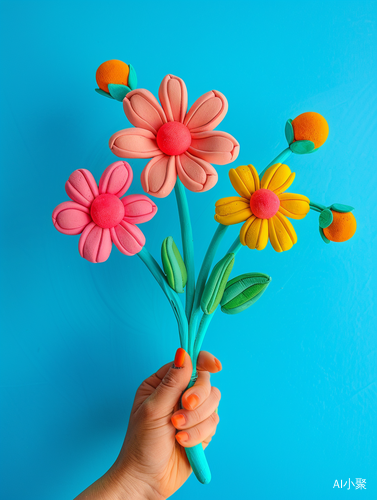 Plasticine Flowers: Colorful and Vibrant 3D Illustration