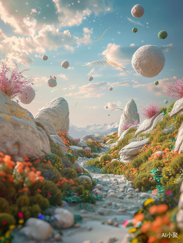 Ultra Realistic Photography of a Cute and Modern Felt Surrealistic Hills Valley