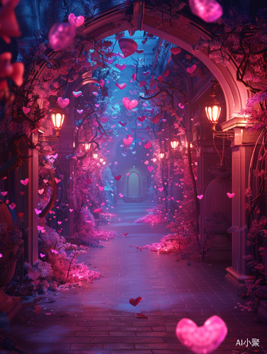 Romantic 3D Futuristic Technology: Valentine's Day Themed Background Design