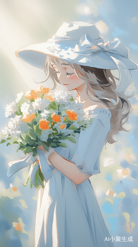 白色裙子中的花海之梦