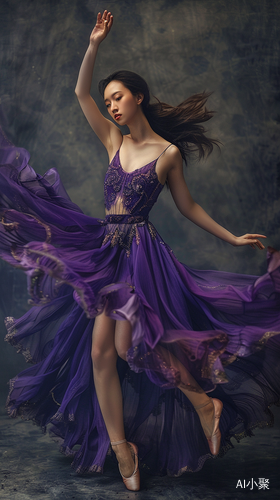 Chinese Beauty in Purple Ballet Dress