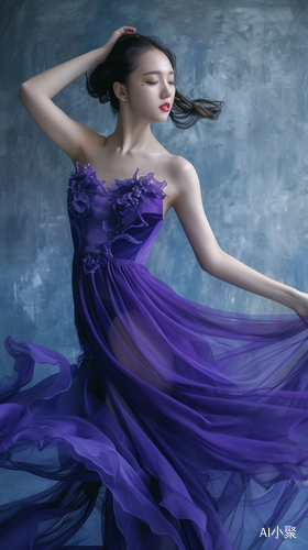 Chinese Beauty in Purple Ballet Dress